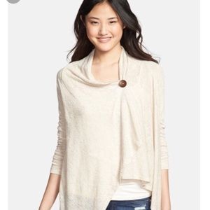 Bobeau one button tan cardigan